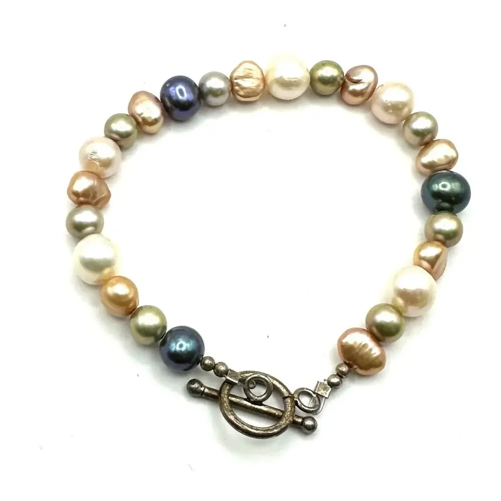 Freshwater Pearl Bracelet Neutral Cream Brown Tan Beaded Jewelry Coastal Cowgirl